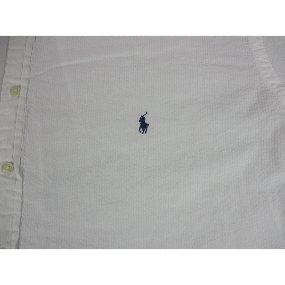 Polo Ralph Lauren Shirt Mens 4XB White RL Untucked Seersucker Button Down Pony